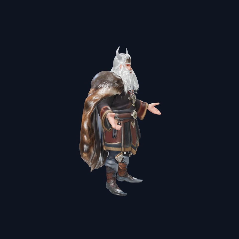 Nordic King Character Model Rigged and Animated